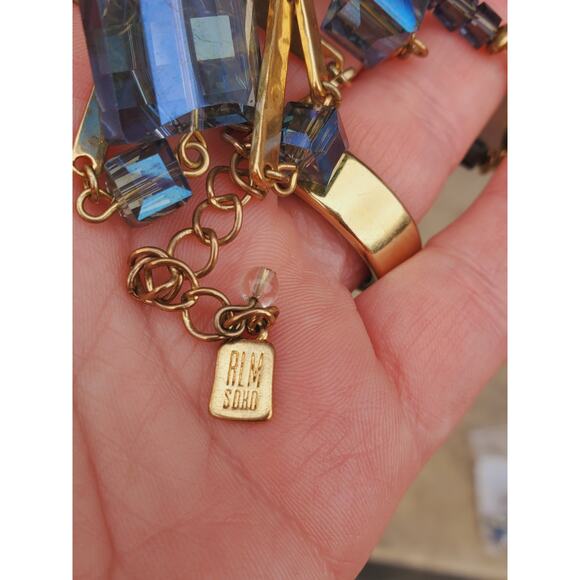 Vintage RLM Robert Lee Morris Gold Tone Crystal Necklace Signed 35–38” - Picture 11 of 11